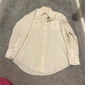 Vintage cream colored western shirt with red stitching